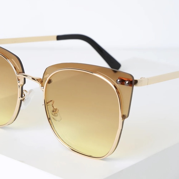 Lulus Most Definitely Brown & Gold Sunglasses - Picture 3 of 4